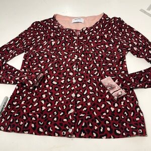 Old Navy Red and Black Leopard Print Cardigan